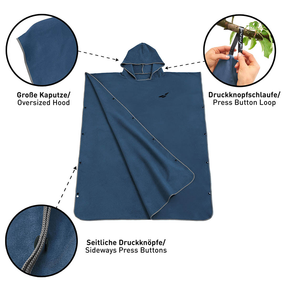 Marineblau mit grauem Rand